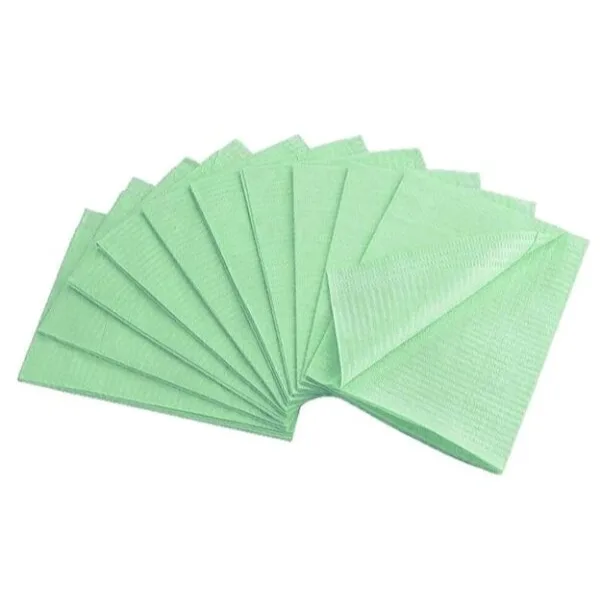 Justat Dental Bibs Green - 3Ply, 33.5 x 45 cm
