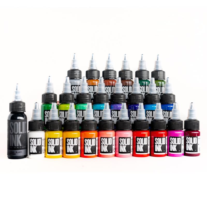Solid Ink 25 Color Travel Set 24 Colors 0.5oz + Lining Black 1oz