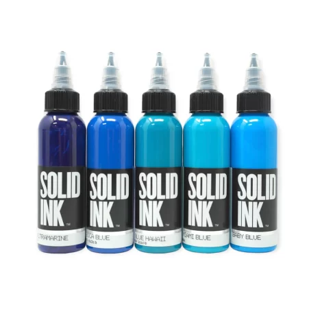 Solid Ink Blue Set 1oz - Justat Tattoo Supplies